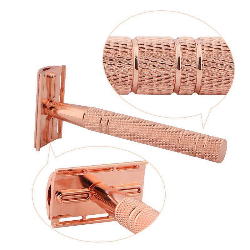 Safety Razor Handle - มีดโกนโลหะแบบใช้ซ้ำได้ เป็นมิตรกับสิ่งแวดล้อม ใบมีดสองคม โกนได้เรียบเนียน ใช้ได้ทั้งชายและหญิง สำหรับโกนหนวด