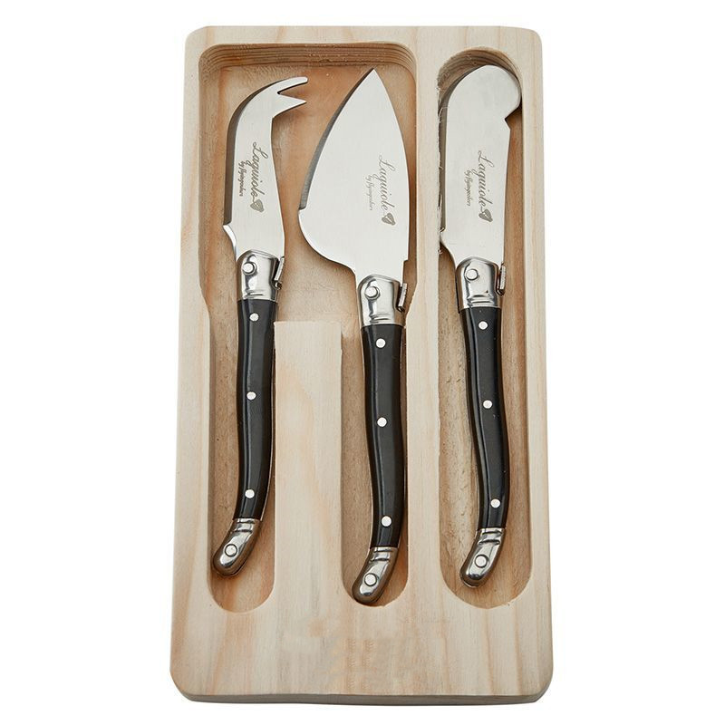 Bamboo Cutlery - ชุดอุปกรณ์ทำชีส Laguiole 3 ชิ้น สีดำ มีดปาดเนย