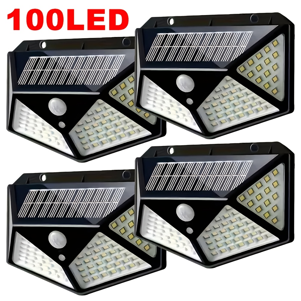 Solar Garden Light - ไฟสวนโซลาร์เซลล์ 100LED สำหรับภายนอกอาคาร พร้อมเซ็นเซอร์ตรวจจับความเคลื่อนไหว กันน้ำ ใช้ติดผนัง