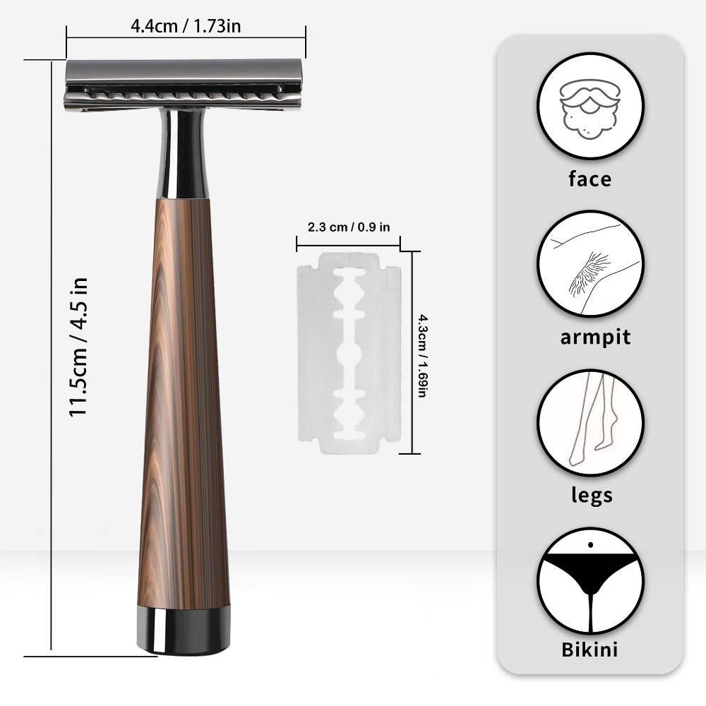 Safety Razor Handle - มีดโกนสองคมแบบขั้นสูง ด้ามจับไม้เทียม แข็งแรง ทนทาน คุณภาพสูง สำหรับผู้ชาย
