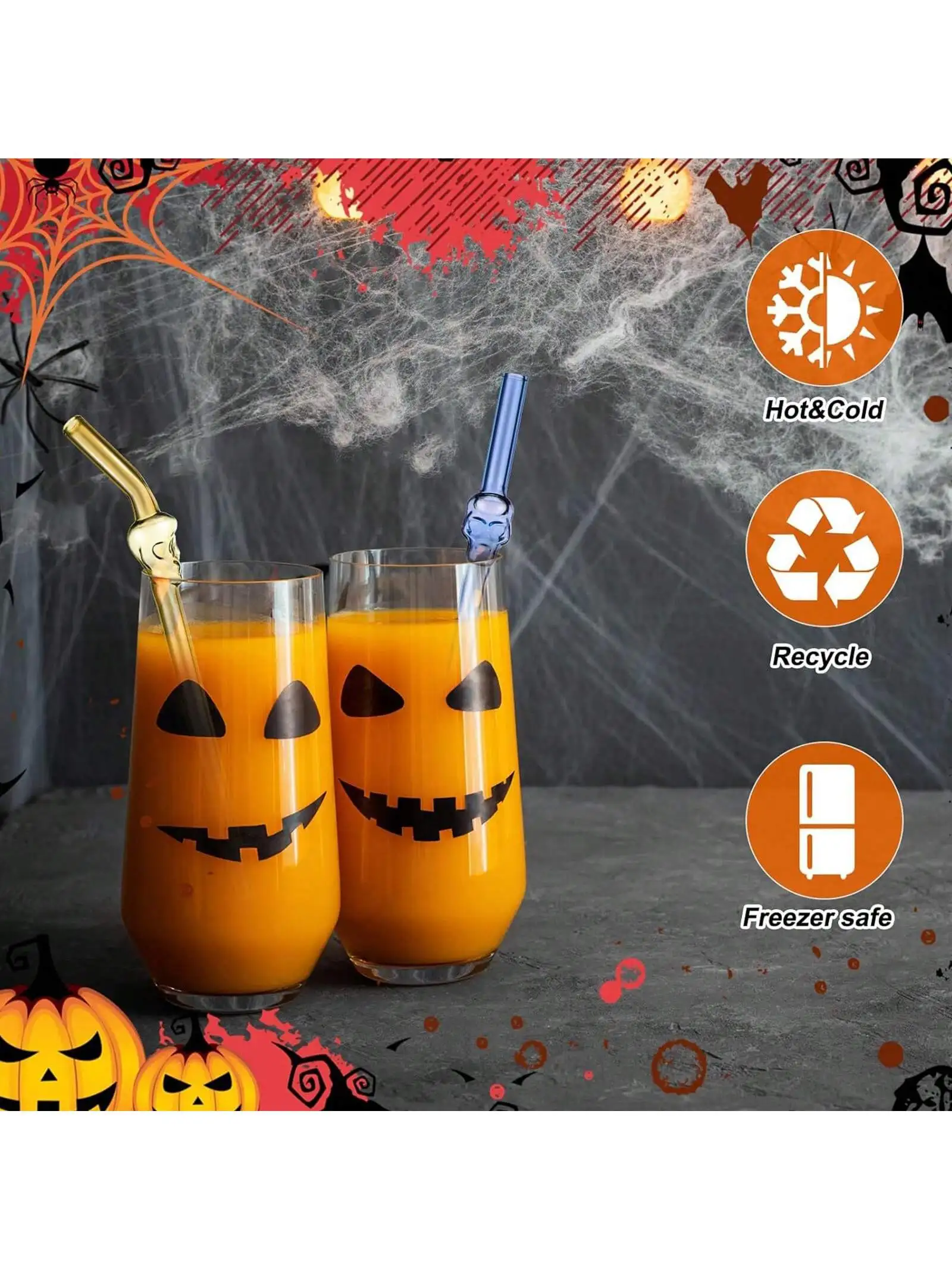 5/7 ชิ้น 1 ชุด หลอดแก้วลายหัวก - Reusable Straw บทวิจารณ์และราคา