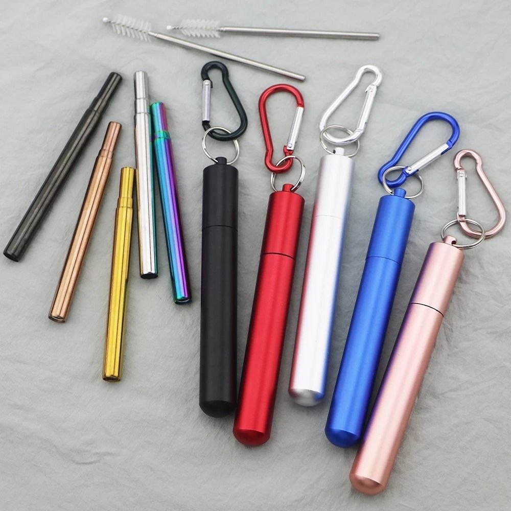 สแตนเลสสตีลแบบพับเก็บได้แบบพกพ - Reusable Straw บทวิจารณ์และราคา